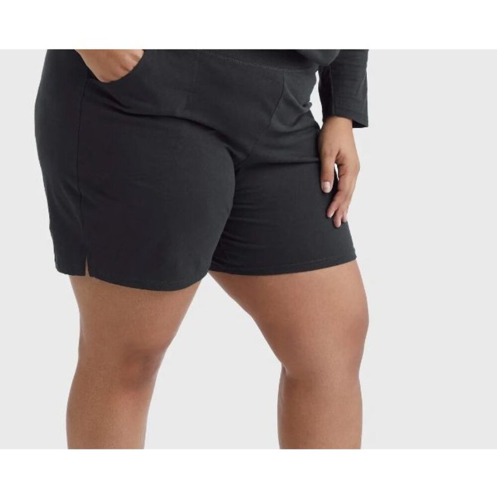 Hanes Just My Size Women Cotton Jersey Pull-On Shorts Black Plus Size 4X Modest